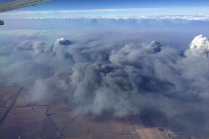 The enormity of the fires could be appreciated from the air 
